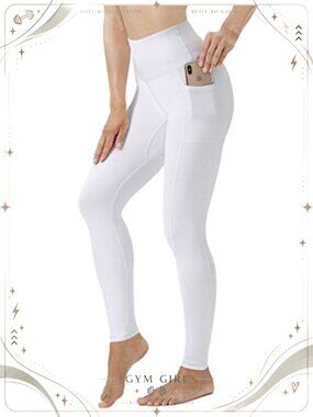 High Waist Yoga Leggings Tummy Control Workout Gym Running Pants Side Pockets